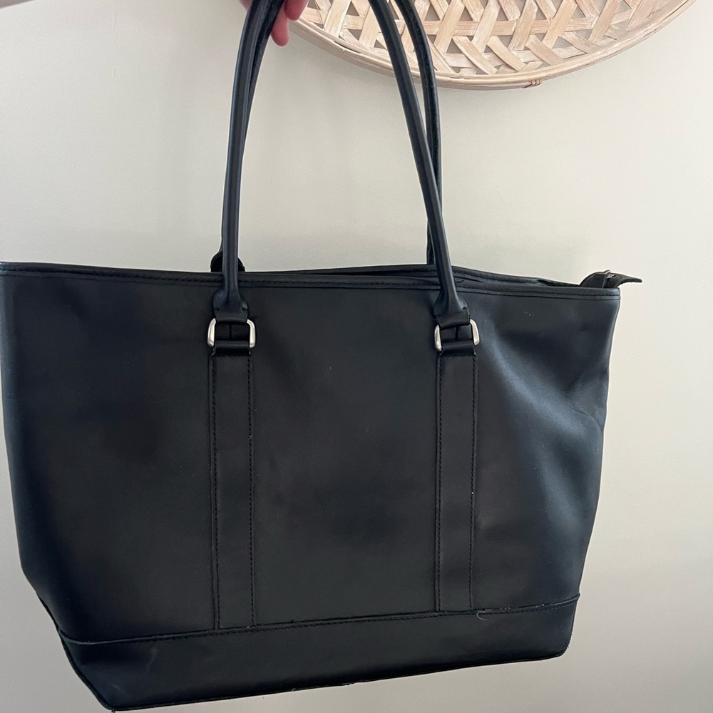 L.L. Bean Black Leather Tote Bag